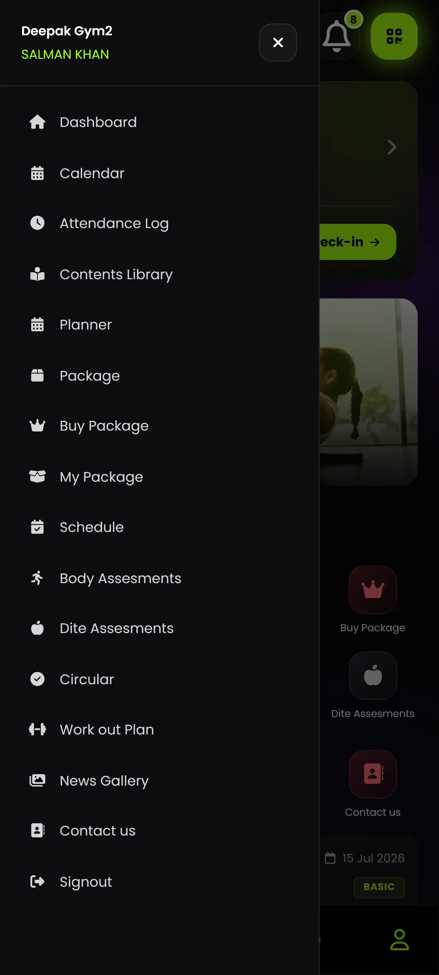 Gym ERP Mobile App Screen 4