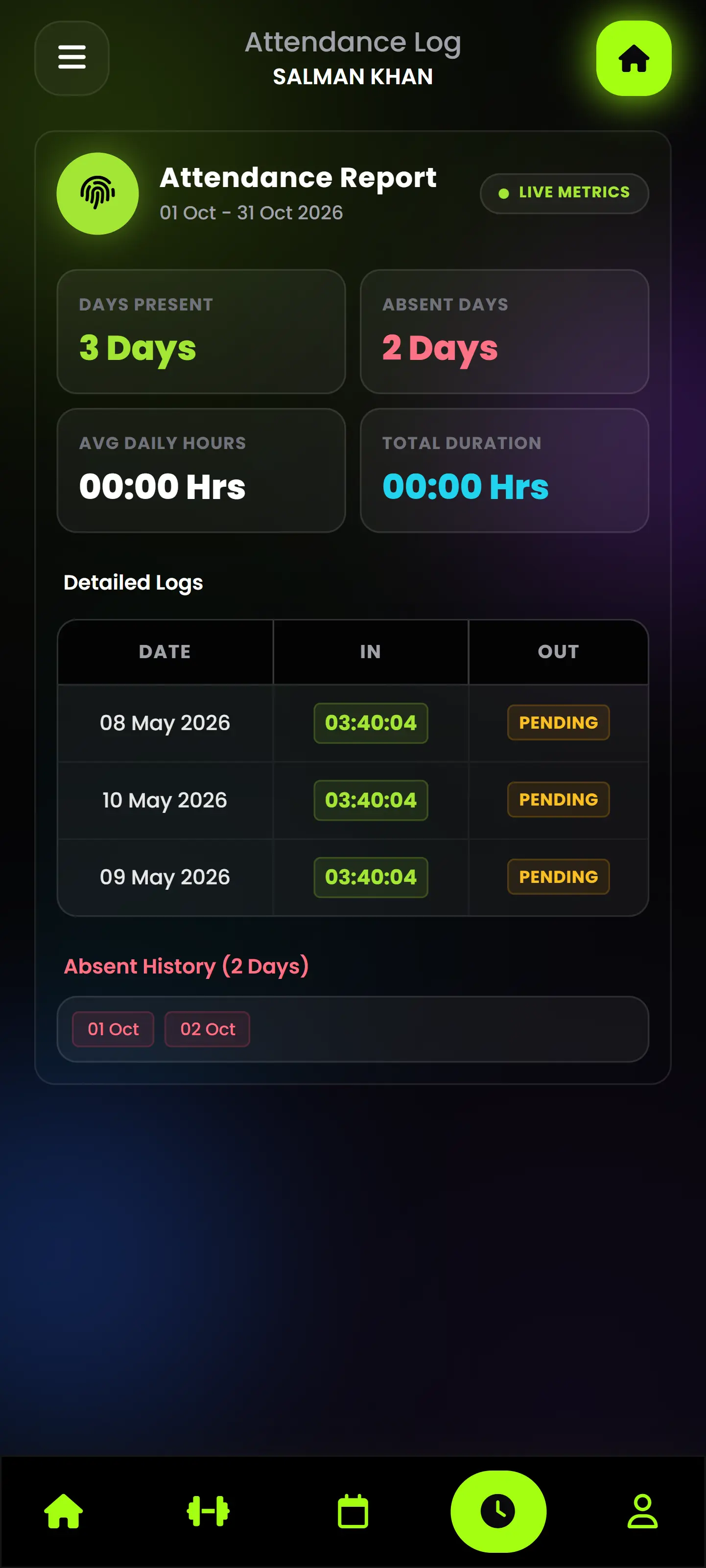 Gym ERP Mobile App Screen 7